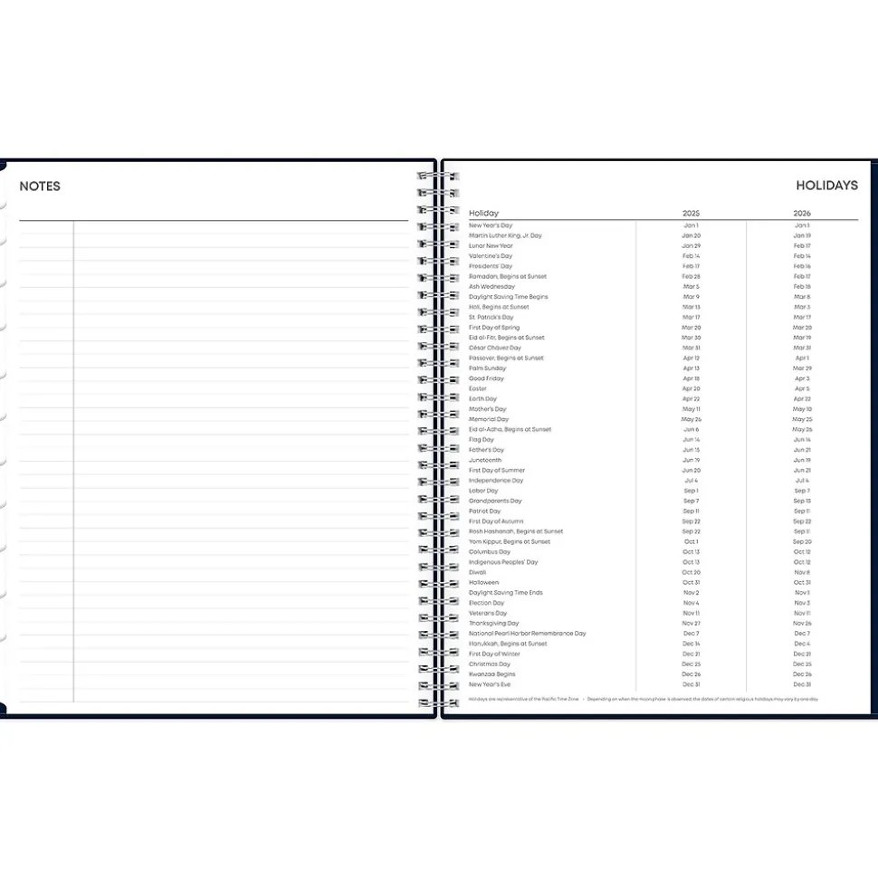 2025 Blue Sky Harbour 8.5" x 11" Weekly & Monthly Planner, Plastic Cover, Navy (148240)