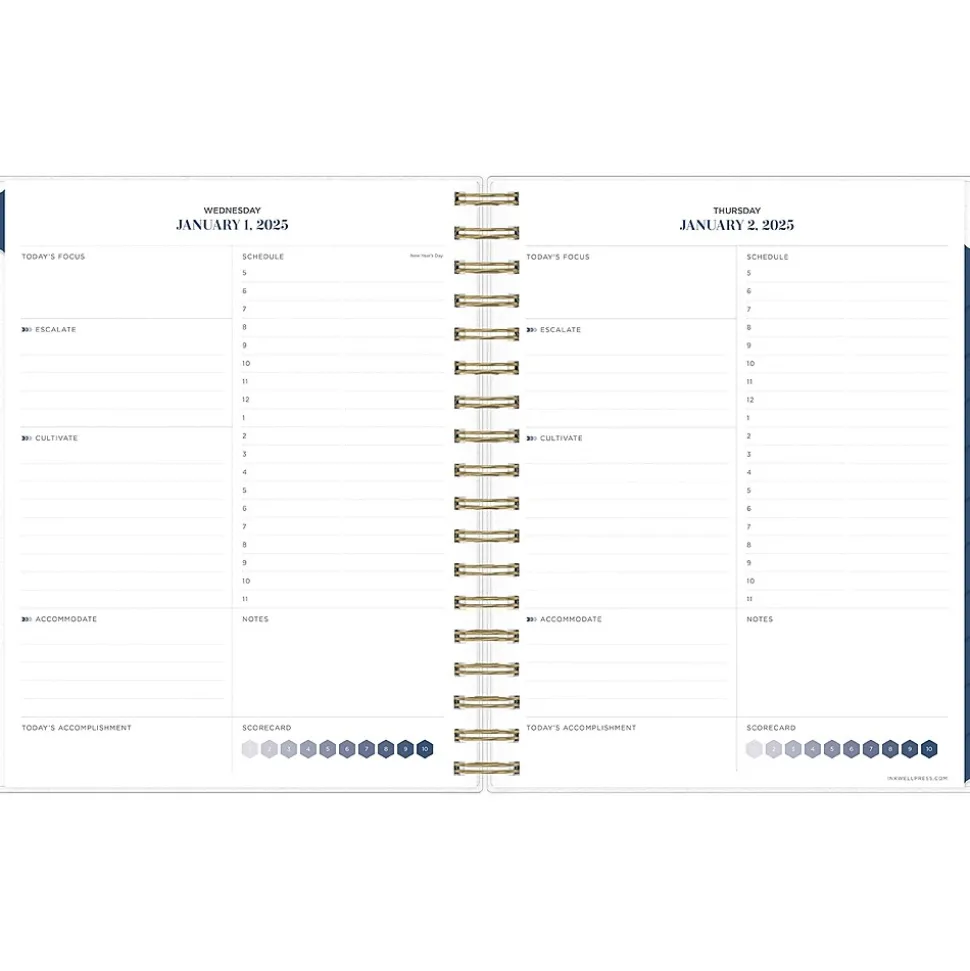 2025 Blue Sky inkWELL Press Ombre Sky 7" x 9" Daily & Monthly Planner, Plastic Cover, Blue/Pink (152188)