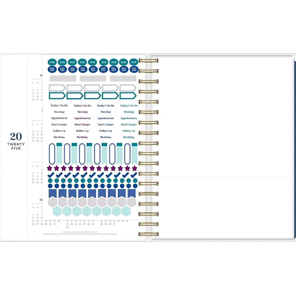 2025 Blue Sky inkWELL Press Ombre Sky 7" x 9" Daily & Monthly Planner, Plastic Cover, Blue/Pink (152188)