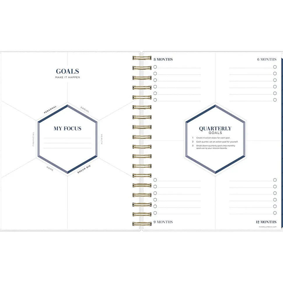 2025 Blue Sky inkWELL Press Ombre Sky 7" x 9" Daily & Monthly Planner, Plastic Cover, Blue/Pink (152188)