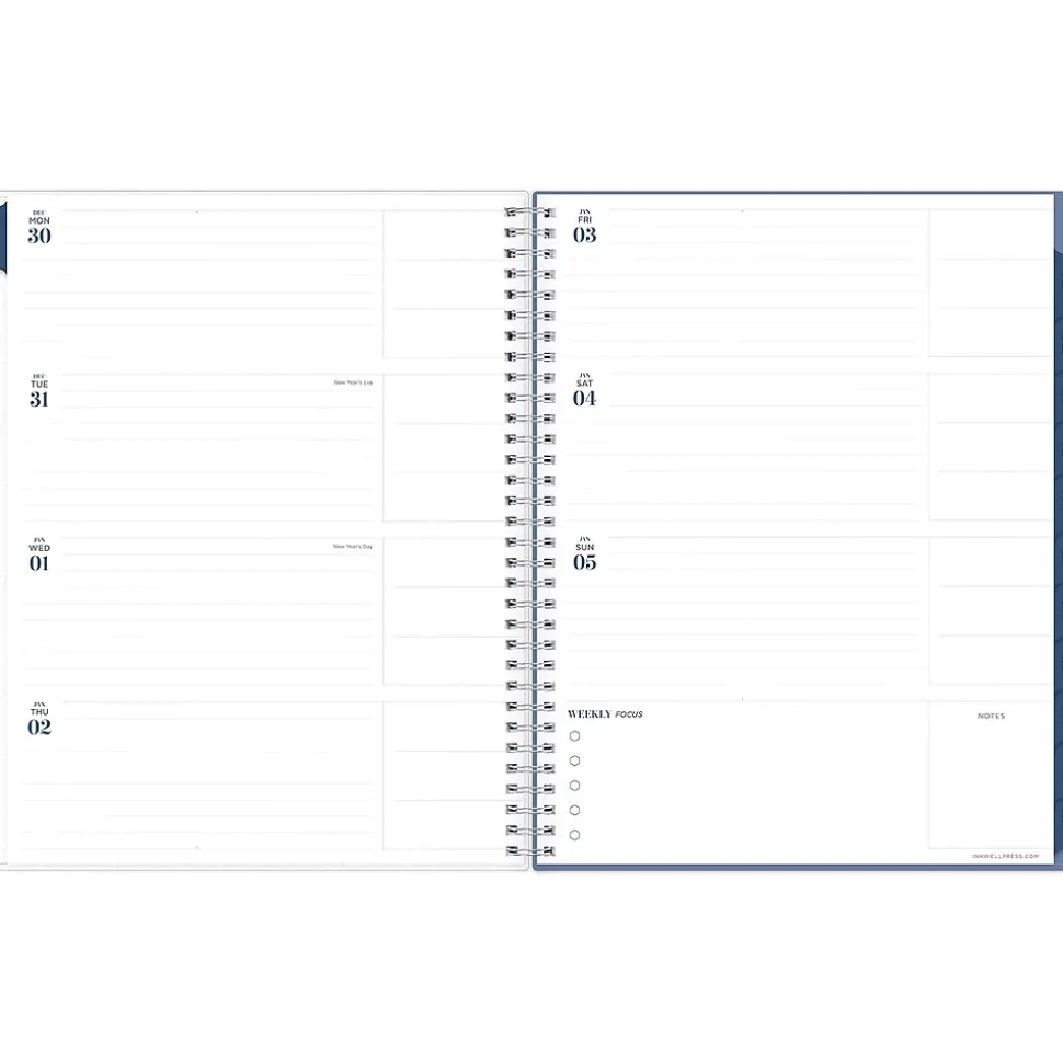 2025 Blue Sky inkWELL Press Twilight Blooms 8.5" x 11" Weekly & Monthly Planner, Plastic Cover, Blue/Yellow (152447)