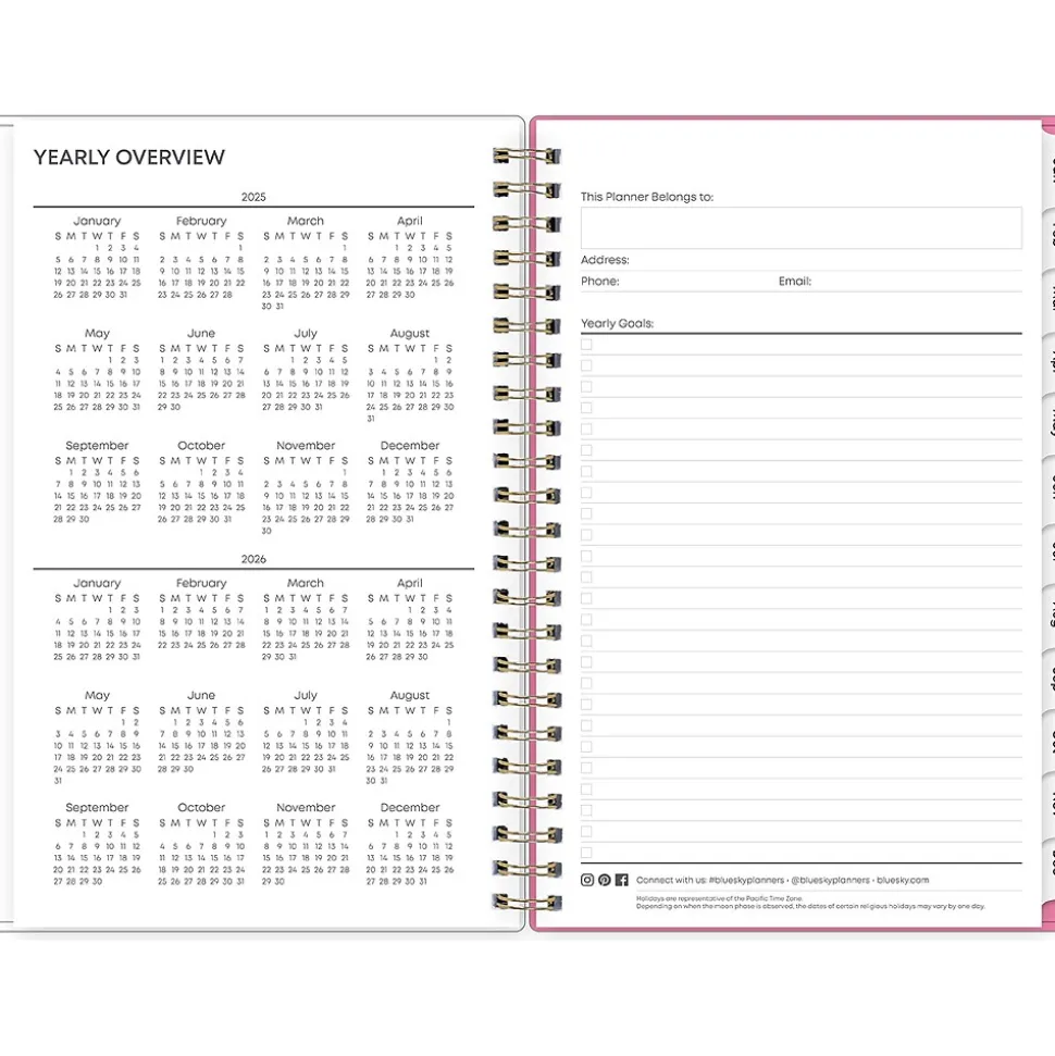 2025 Blue Sky Juno Pink 5" x 8" Weekly & Monthly Planner, Plastic Cover, Multicolor (152265)