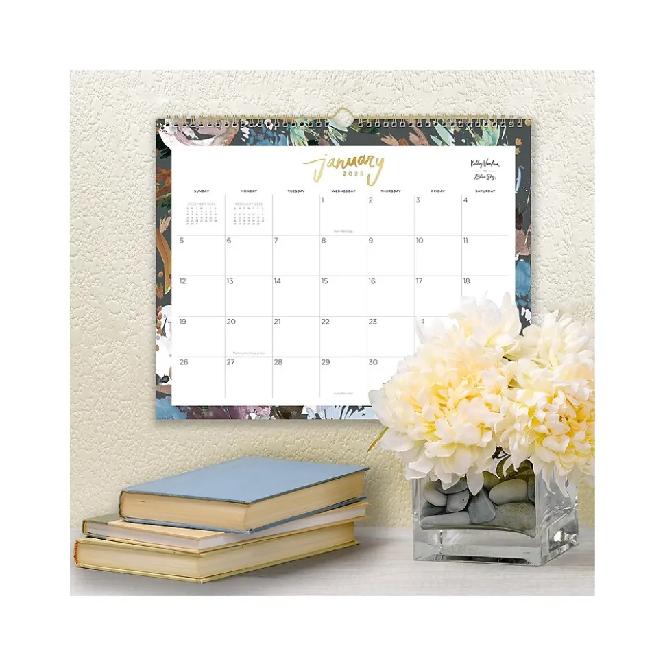 2025 Blue Sky Kelly Ventura Midnight Garden 15" x 12" Monthly Wall Calendar (149058-25)