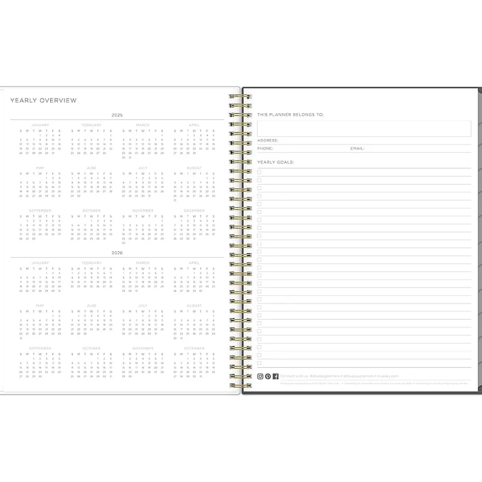 2025 Blue Sky Kelly Ventura Midnight Garden 8.5" x 11" Weekly & Monthly Planner, Plastic Cover, Multicolor (140944-25)