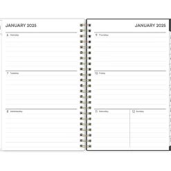 2025 Blue Sky Makeera 5" x 8" Weekly & Monthly Planner, Plastic Cover, Dark Gray/White (150783)