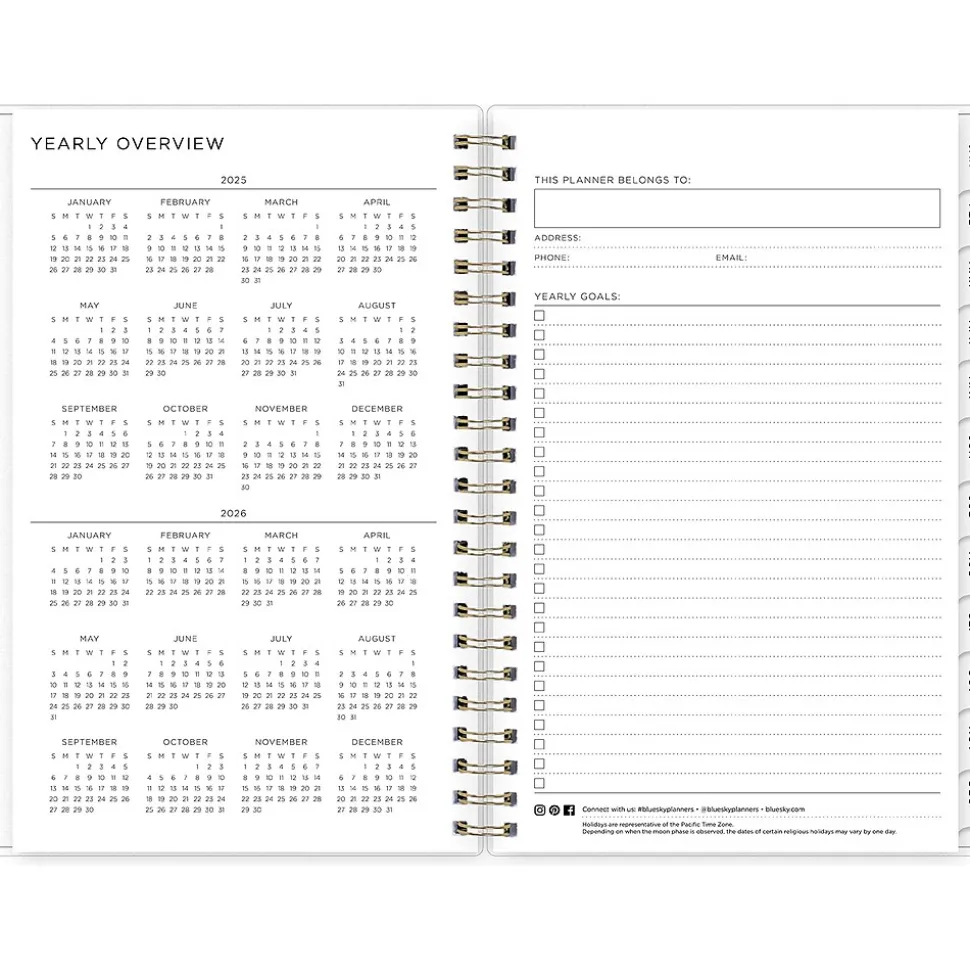 2025 Blue Sky Marble Purple 5" x 8" Weekly & Monthly Planner, Plastic Cover, Purple/Pink (148250)