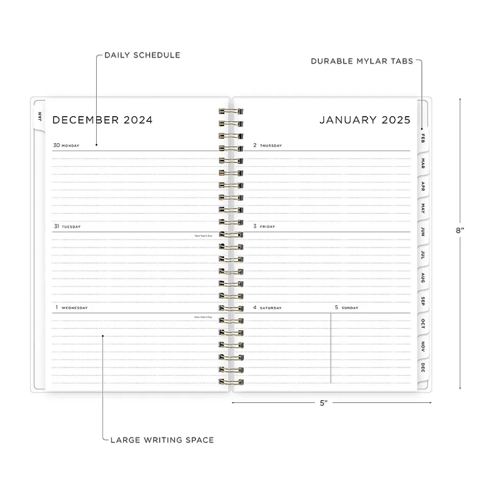 2025 Blue Sky Marble Purple 5" x 8" Weekly & Monthly Planner, Plastic Cover, Purple/Pink (148250)