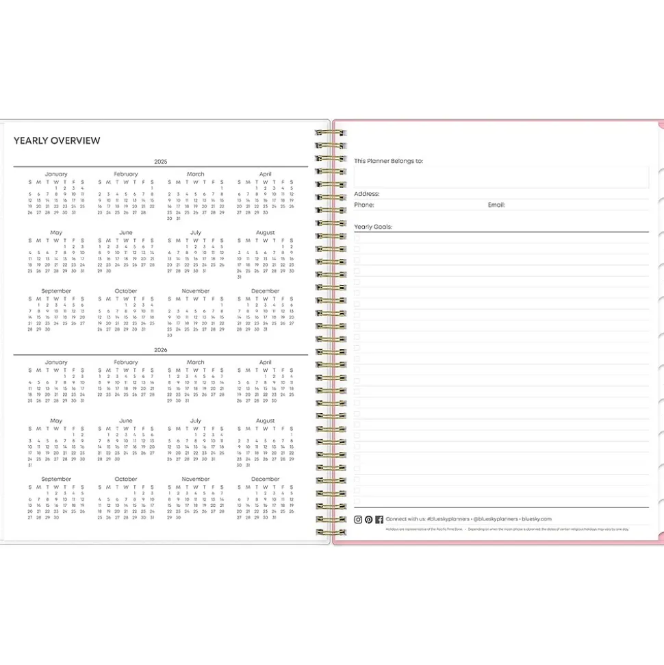 2025 Blue Sky Mimi Pink 8.5" x 11" Weekly & Monthly Planner, Plastic Cover, Pink/Dark Blue (137264-25)