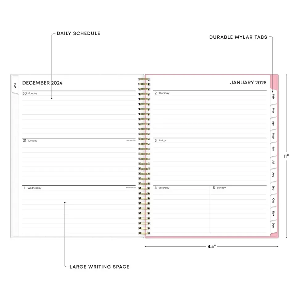 2025 Blue Sky Mimi Pink 8.5" x 11" Weekly & Monthly Planner, Plastic Cover, Pink/Dark Blue (137264-25)