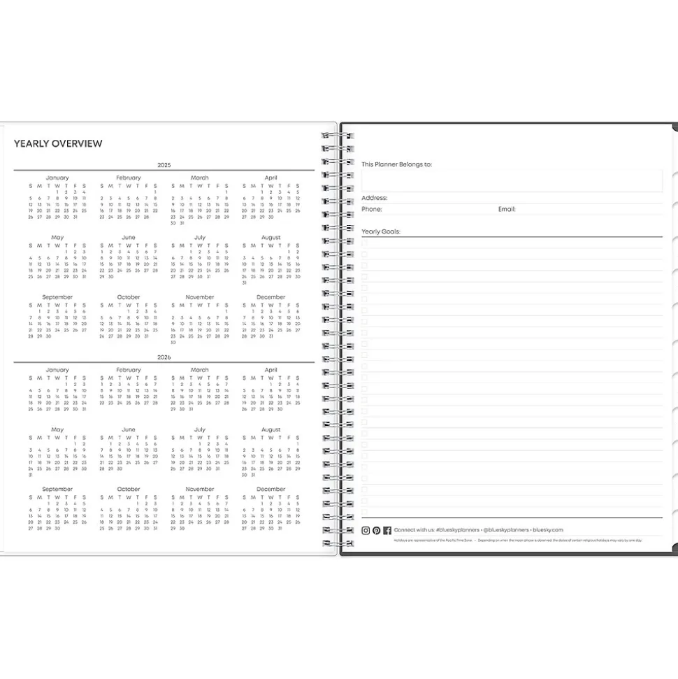 2025 Blue Sky Montauk 8.5" x 11" Weekly & Monthly Planner, Plastic Cover, Gray/Beige (133874-25)