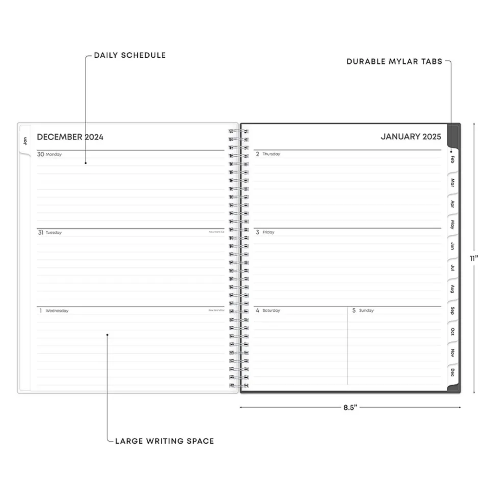 2025 Blue Sky Montauk 8.5" x 11" Weekly & Monthly Planner, Plastic Cover, Gray/Beige (133874-25)
