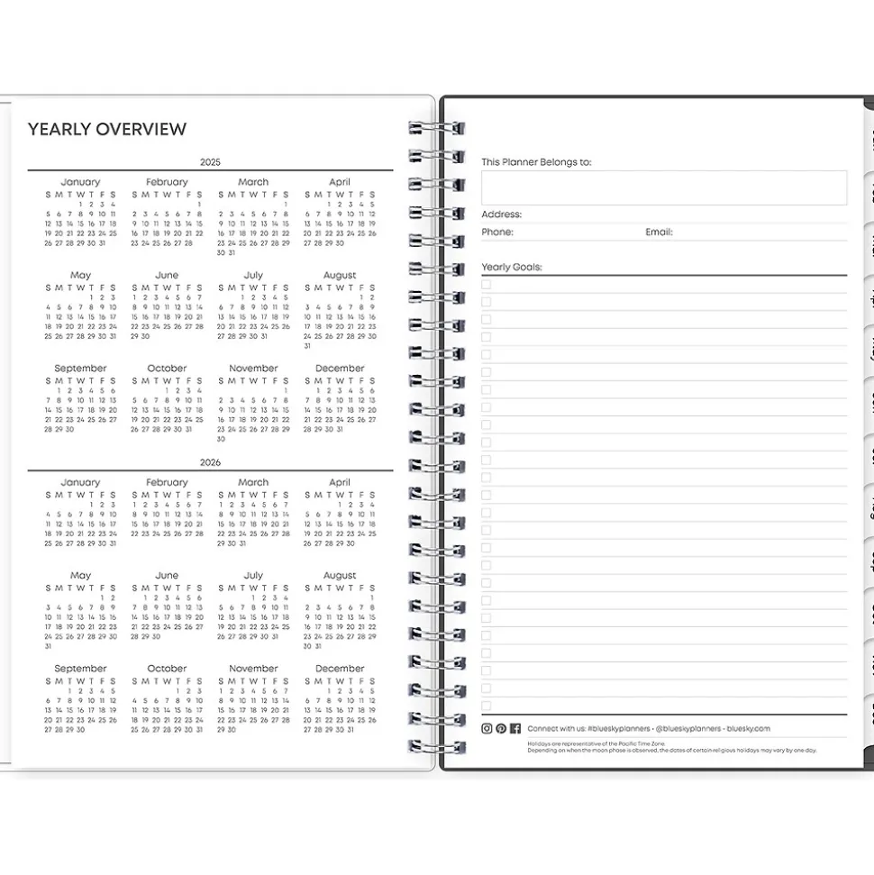 2025 Blue Sky Montauk 5" x 8" Weekly & Monthly Planner, Plastic Cover, Gray/Beige (133875-25)