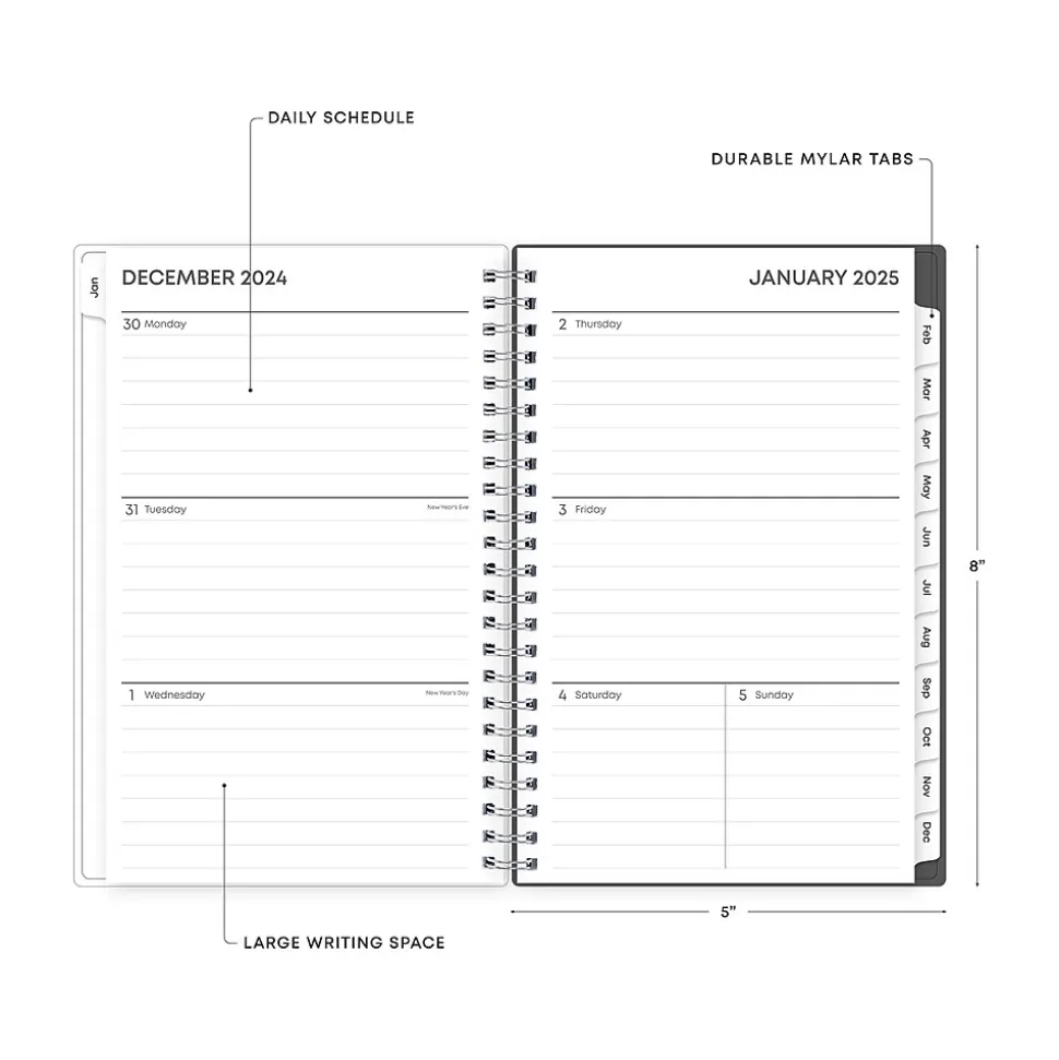 2025 Blue Sky Montauk 5" x 8" Weekly & Monthly Planner, Plastic Cover, Gray/Beige (133875-25)