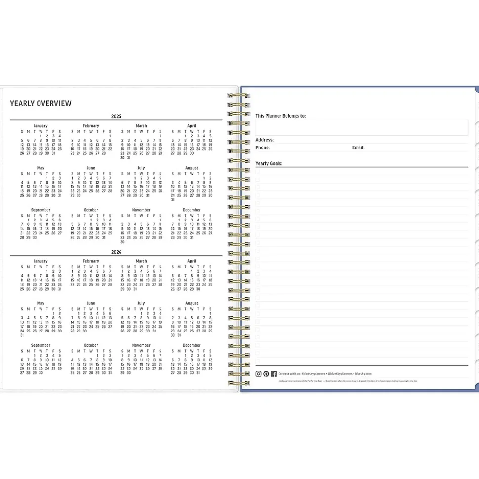 2025 Blue Sky Nalakina 8.5" x 11" Weekly & Monthly Planner, Plastic Cover, Blue/Green (149081)