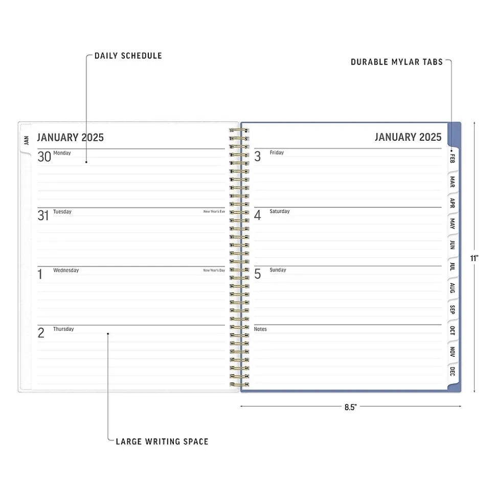 2025 Blue Sky Nalakina 8.5" x 11" Weekly & Monthly Planner, Plastic Cover, Blue/Green (149081)