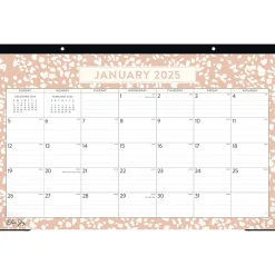2025 Blue Sky Natalya 17" x 11" Monthly Desk Pad Calendar, Pink/White (148771-25)