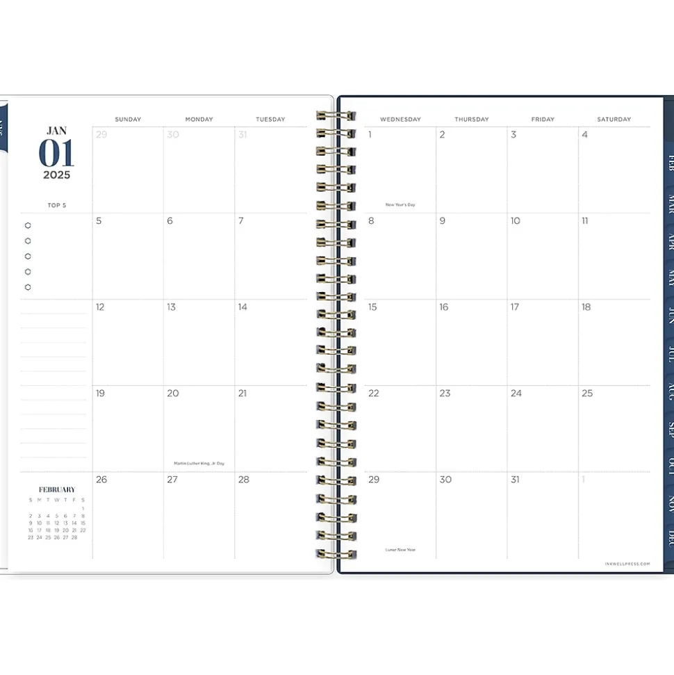 2025 Blue Sky Ombre Sky 5.88" x 8.63" Weekly & Monthly Planner, Plastic Cover, Blue/Pink (147982)