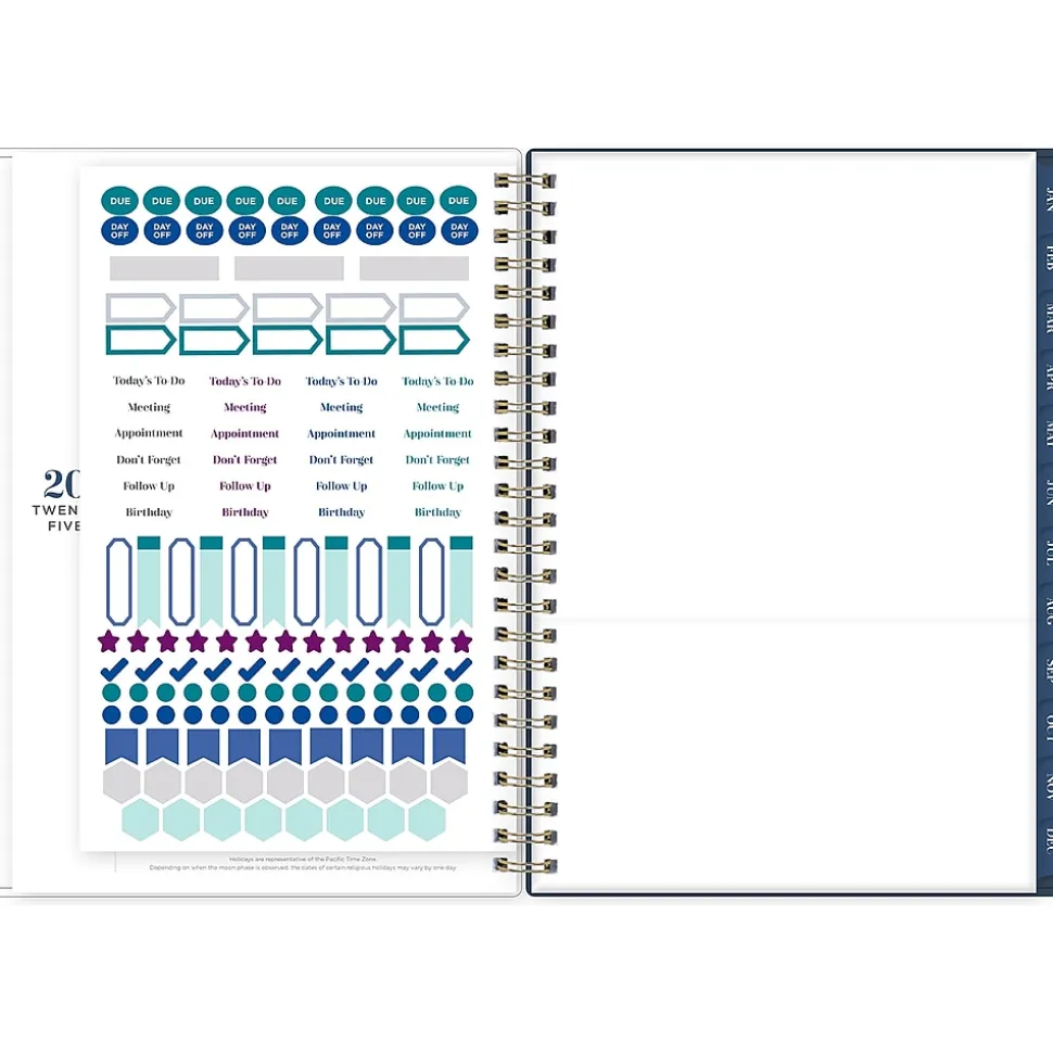 2025 Blue Sky Ombre Sky 5.88" x 8.63" Weekly & Monthly Planner, Plastic Cover, Blue/Pink (147982)