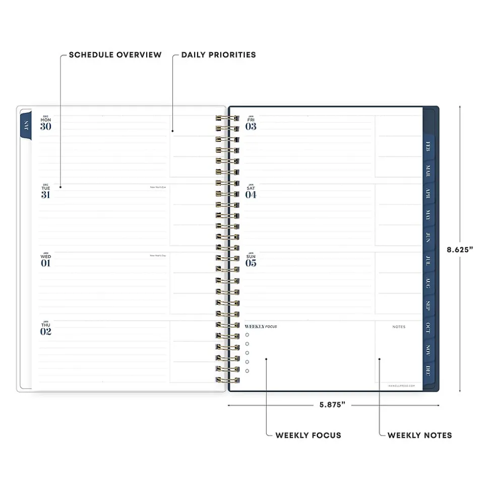 2025 Blue Sky Ombre Sky 5.88" x 8.63" Weekly & Monthly Planner, Plastic Cover, Blue/Pink (147982)