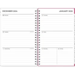 2025 Blue Sky Orchid 5" x 8" Weekly & Monthly Planner, Plastic Cover, White/Pink (142084-25)