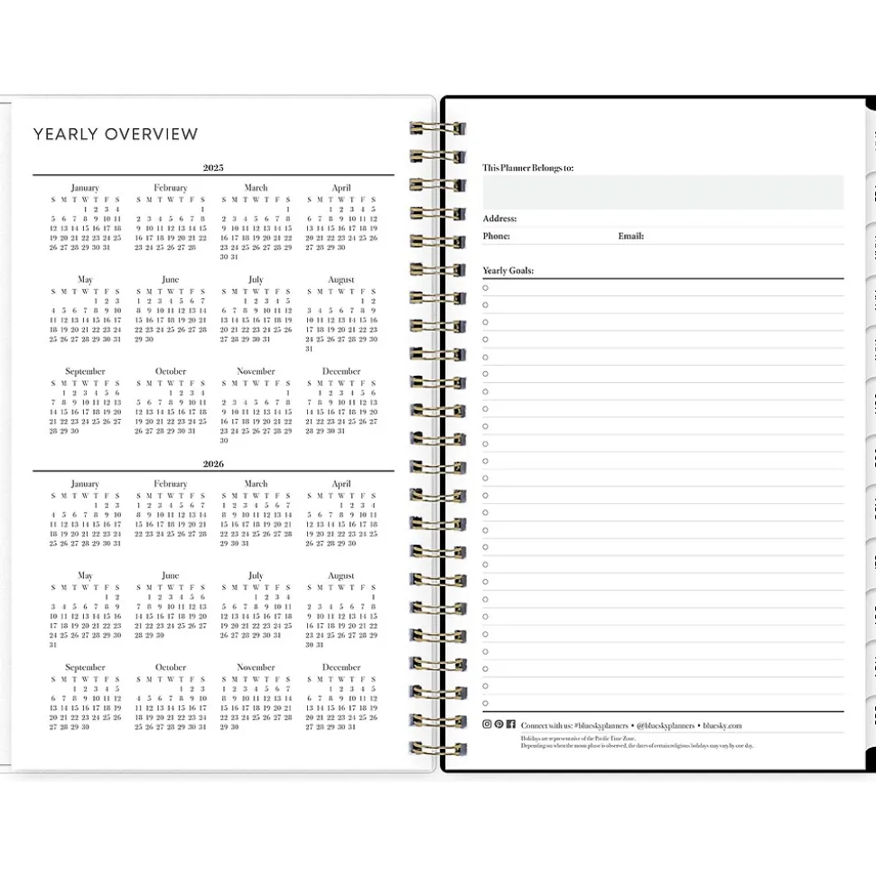 2025 Blue Sky Petiti 5" x 8" Weekly & Monthly Planner, Plastic Cover, Multicolor (152243)