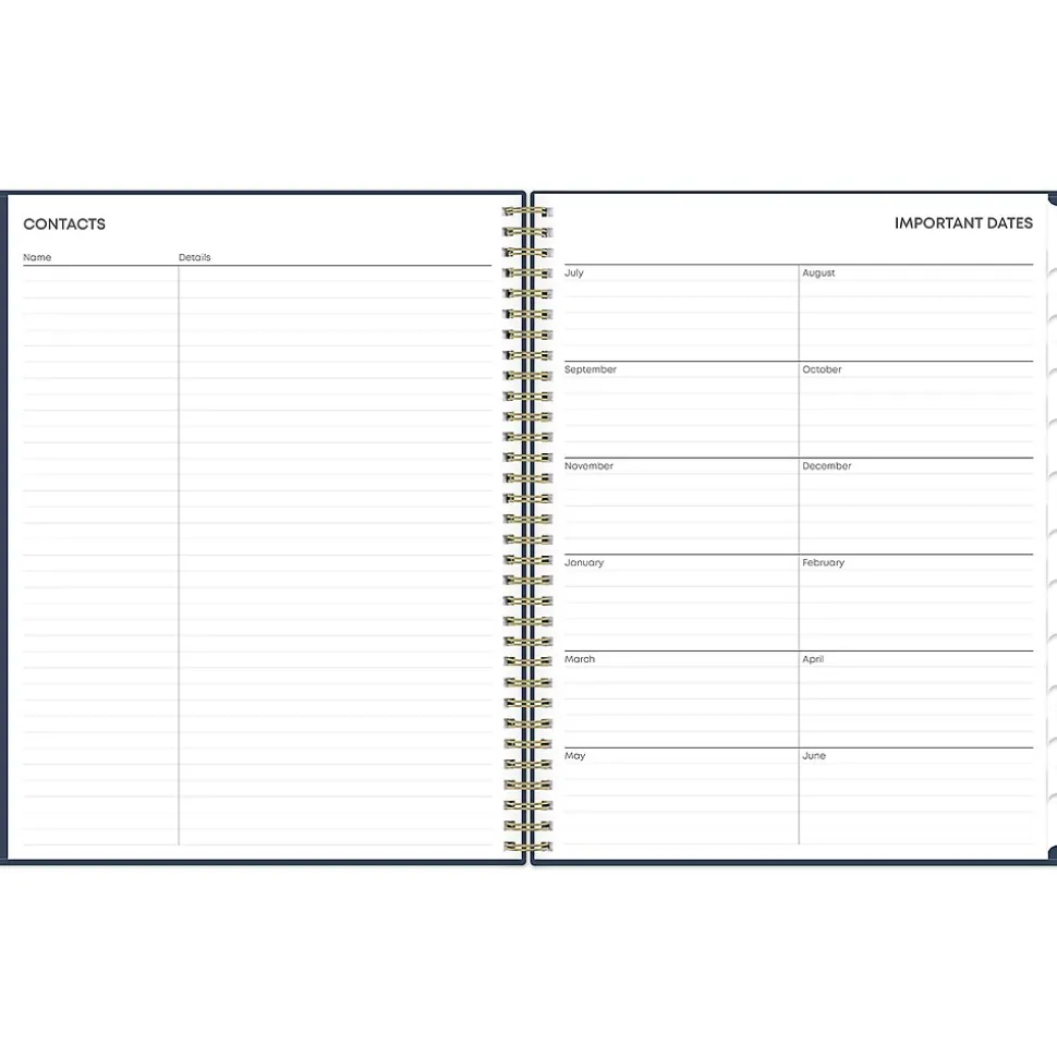 2024-2025 Blue Sky Pucker 8.5" x 11" Academic Weekly & Monthly Planner, Plastic Cover, Navy (146759)