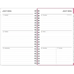 2024-2025 Blue Sky Roosevelt 5" x 8" Academic Weekly & Monthly Planner, Plastic Cover, Pink/Green (128692-A25)