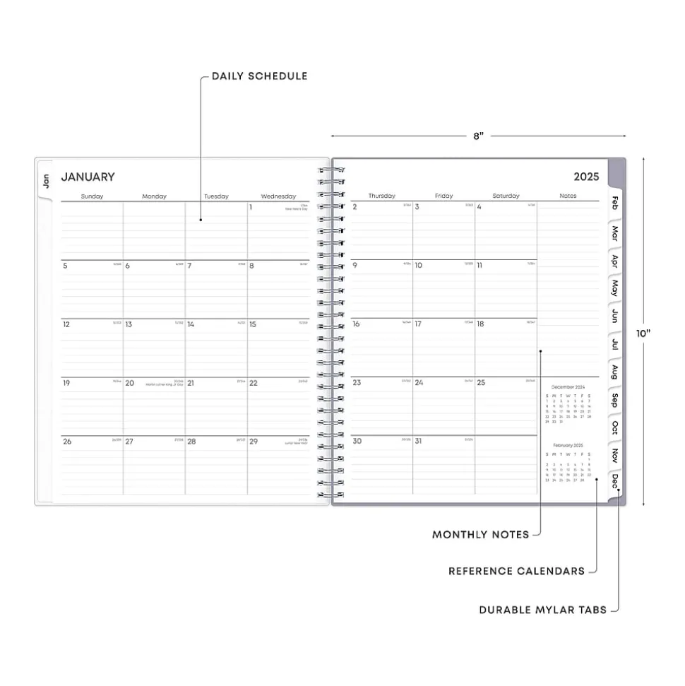 2025 Blue Sky Rue Du Flore 8" x 10" Monthly Planner, Plastic Cover, Green/Gray (101605-25)
