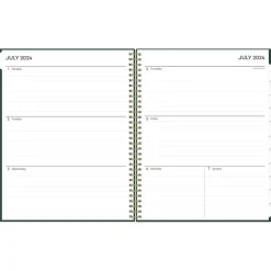 2024-2025 Blue Sky Shining Sky 8.5" x 11" Academic Weekly & Monthly Planner, Plastic Cover, Dark Green/Gold (150002)
