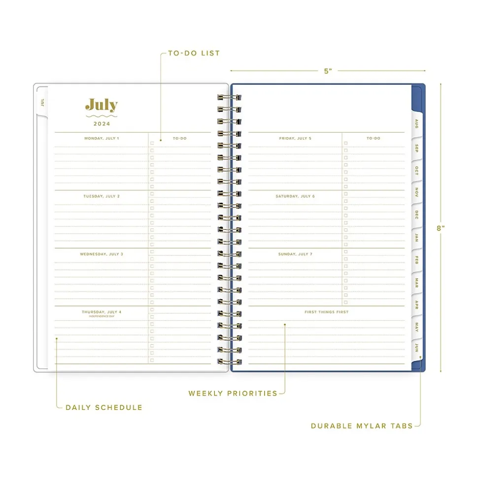 2024-2025 Blue Sky The House That Lars Built Yellow Floral 5" x 8" Academic Weekly & Monthly Planner, Plastic Cover