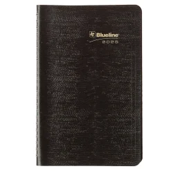 2025 Blueline Plan & Link 5" x 8" Weekly Appointment Book, Faux Leather Cover, Black (C5075.81T)