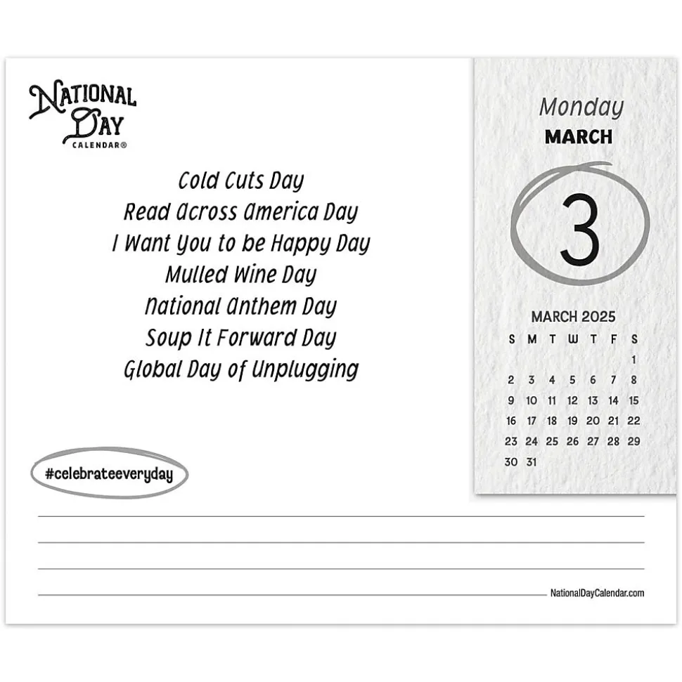 2025 BrownTrout National Day 6" x 5" Day-to-Day Desktop Box Calendar (9781975479367)