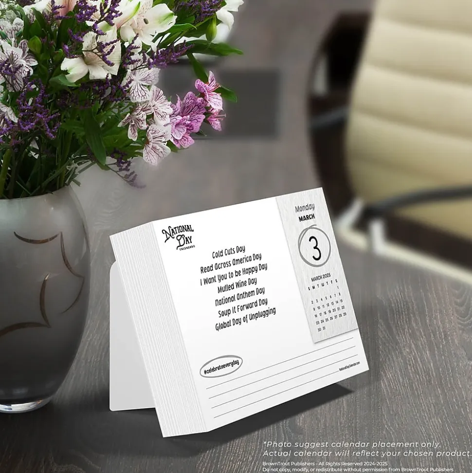 2025 BrownTrout National Day 6" x 5" Day-to-Day Desktop Box Calendar (9781975479367)