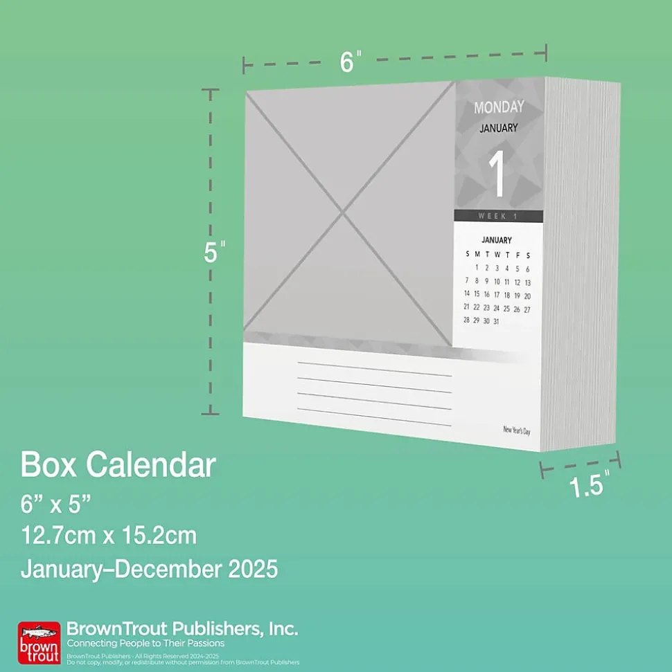 2025 BrownTrout National Day 6" x 5" Day-to-Day Desktop Box Calendar (9781975479367)
