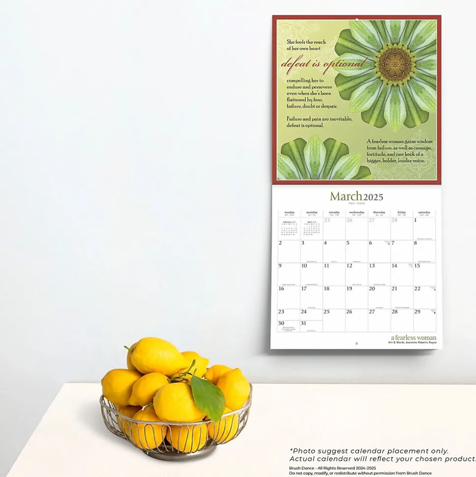 2025 Brush Dance A Fearless Woman 12" x 24" Monthly Square Wall Calendar, (9781975481247)