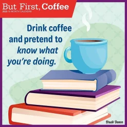 2025 Brush Dance But First Coffee 12" x 24" Monthly Square Wall Calendar, (9781975478544)