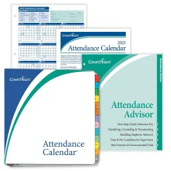 2025 ComplyRight Attendance Tracker 36" x 24" Yearly Dry Erase Wall Calendar, Blue/White (A0101)