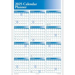 2025 ComplyRight Full Calendar Planner 36" x 24" Yearly Dry Erase Wall Calendar, Blue (J0056BL)
