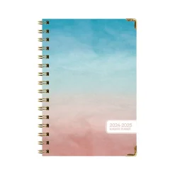 2024-2025 Excello Global Products Blue Pink Gradient 5.5" x 8" Weekly & Monthly Planner, Paper Cover (AY24-38-S)