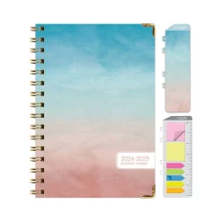 2024-2025 Excello Global Products Blue Pink Gradient 5.5" x 8" Weekly & Monthly Planner, Paper Cover (AY24-38-S)