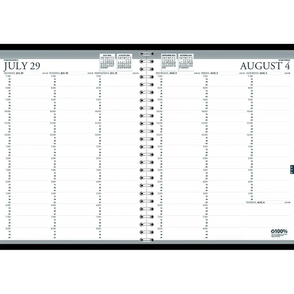 2024-2025 House of Doolittle 8.5" x 11" Academic Weekly Appointment Book, Leatherette Cover, Black (257202-25)