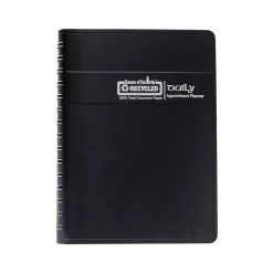 2025 House of Doolittle 5" x 8" Daily Appointment Book, Faux Leather Cover, Black (28802-25)