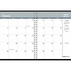 2025 House of Doolittle 8.5" x 11" Monthly Planner, Faux Leather Cover, Black (26202-25)