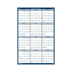 2025 House of Doolittle 48" x 32" Yearly Wet-Erase Wall Calendar, Reversible, White/Blue (3961-25)