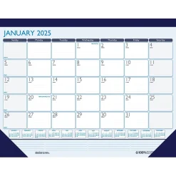 2025 House of Doolittle Contempo 22" x 17" Monthly Desk Pad Calendar, Blue/White (151-25)