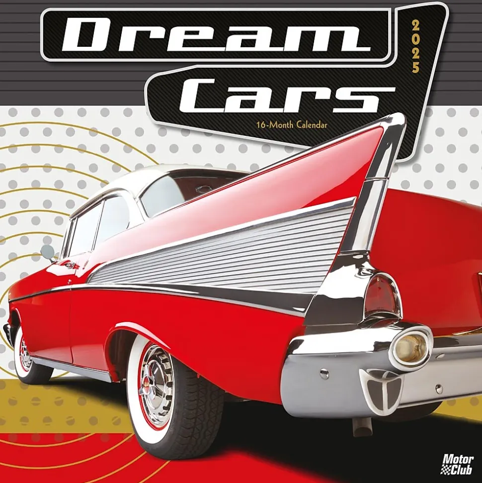 2025 Motor Club Dream Cars 12" x 24" Monthly Square Wall Calendar, (9781975479619)