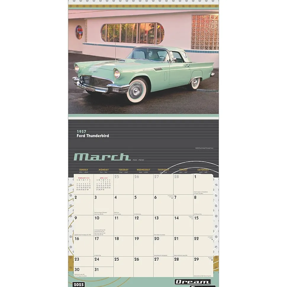 2025 Motor Club Dream Cars 12" x 24" Monthly Square Wall Calendar, (9781975479619)