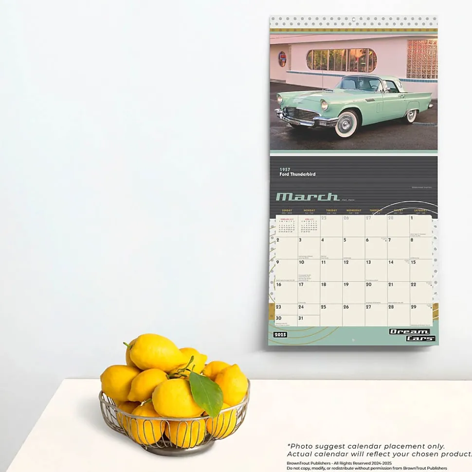 2025 Motor Club Dream Cars 12" x 24" Monthly Square Wall Calendar, (9781975479619)