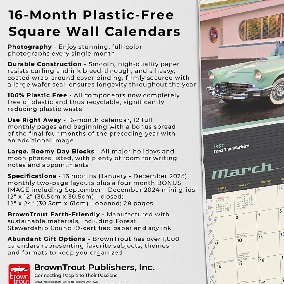 2025 Motor Club Dream Cars 12" x 24" Monthly Square Wall Calendar, (9781975479619)