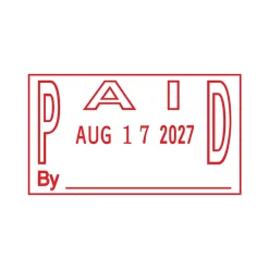 2000 PLUS Easy Select Date and PAID Self-Inking Stamp, 1" x 1-13/16" Impression, Red ink (011093)